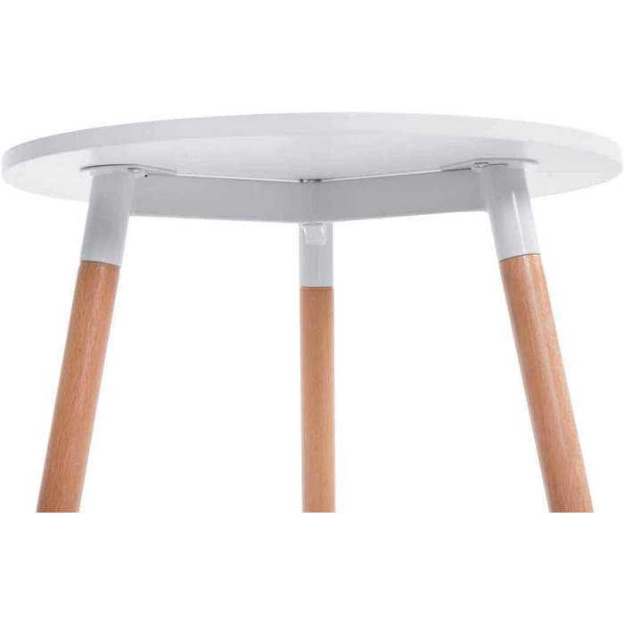 Кухонний стіл CLP Retro-Design Amalie з 3 дерев&39яними ніжками II круглий Ø 60 см I висота столу 75 см, колір білий, колір каркаса натуральне дерево (натуральний) білий