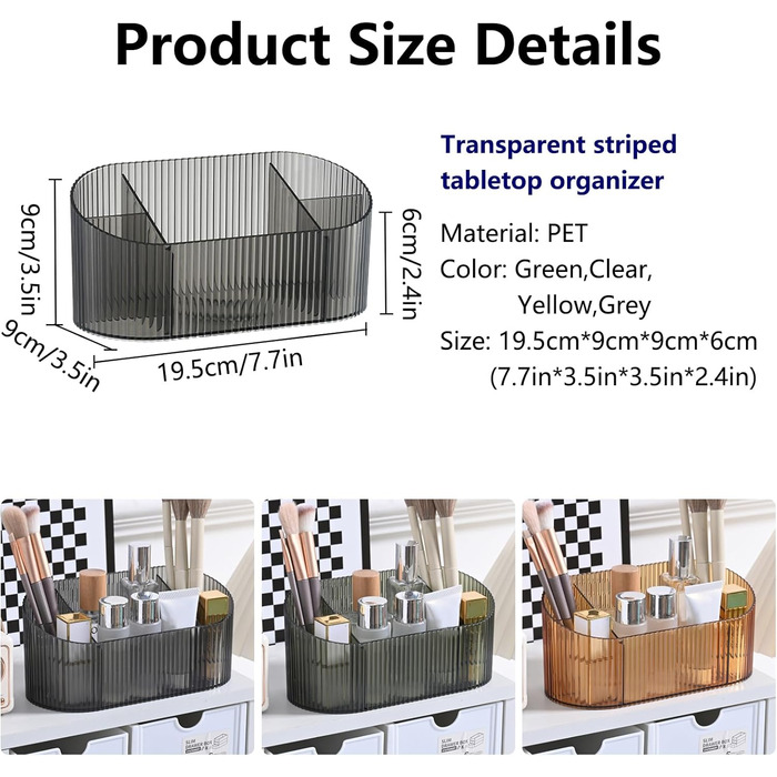 Органайзер для косметики DASITON, органайзер для пензлів з 5 відділеннями, акриловий косметичний контейнер великої місткості, тримач для пензлів, органайзер для туалетного столика, помади та засобів догляду за шкірою (сірий)