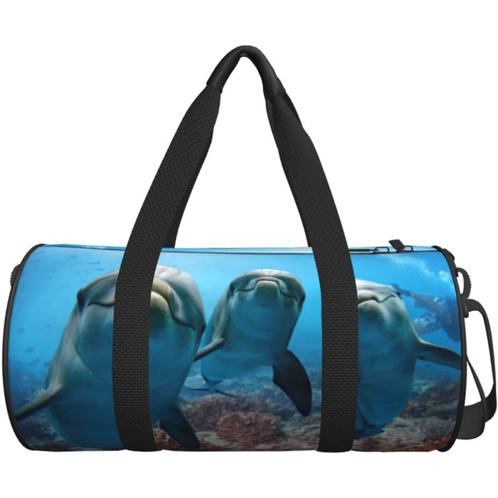 Дорожня сумка-циліндр з морськими тваринами та веселими дельфінами, спортивна сумка для чоловіків та жінок, сумка для подорожей, спортивна сумка