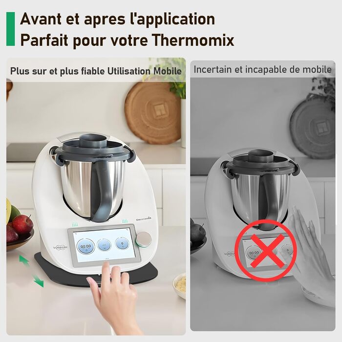 Ковзаюча дошка Xtsuen для Thermomix TM6/TM5, аксесуари для акрилової ковзаючої дошки, високоякісні тефлонові глайди, переміщення без зусиль, ковзаюча дошка Thermomix з ручкою (чорна)