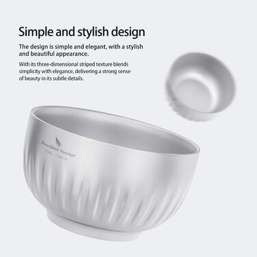 Мл титанова чаша з подвійними стінками, вівсянка, рисовий суп, надлегка портативна чаша для кемпінгу на свіжому повітрі, металева чаша Ti1164T 350 мл Ti1164t, 350