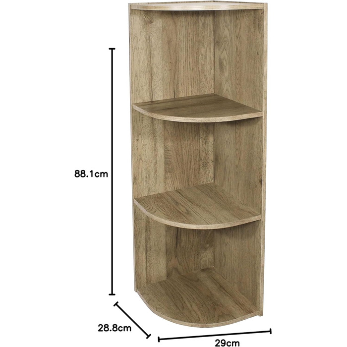 Кутова дерев&39яна книжкова шафа Iris Ohyama, 3 яруси, попелясто-коричневий колір, універсальна, модульна, відкриті полиці, для вітальні, офісу, спальні, економія місця, книги, компакт-диски, декор, легке складання, CX-3C 29x29x89 попелясто-коричневий