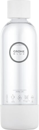 Пляшка для води (ємність 850 мл, не можна мити в посудомийній машині, байонетна кришка, сумісна з виробником газованої води GROHE Blue Fizz), біла, 41250L00