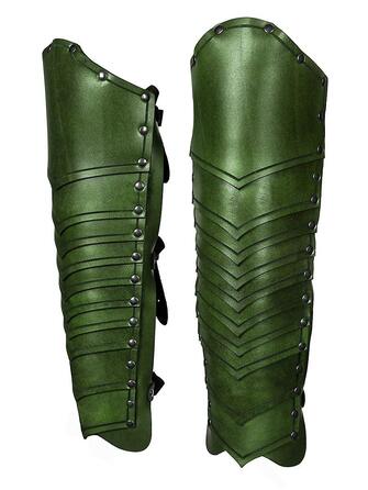 Андракор - Лускаті Наголенники - Надзвичайно міцні шкіряні обладунки - LARP Середньовічні вікінги та реконструкція - Зелені, один розмір