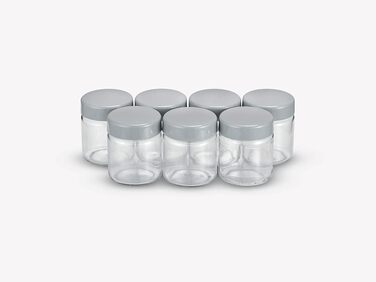 Змінні баночки для йогуртниць, баночки для йогуртів з кришками (7 x 150 мл), підходять для йогуртових машин SEVERIN JG 3516 / JG 3518 / JG3519 / JG 3520 / JG 3521 і JG 3525, сірі, EG 3513