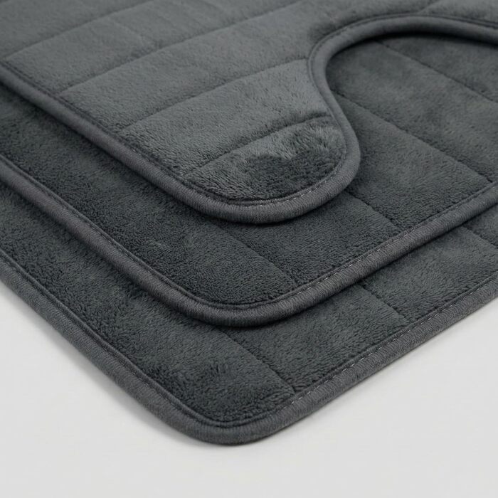 Комплект килимків для ванної з 3 предметів, комплект килимків для ванної кімнати, килимок для ванної/туалету з вирізом, килимок для душу піна з ефектом пам&39яті, нековзний та миється, вбираючий та м&39який, комплект для душу, туалету та ванни, темно-сіри