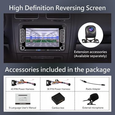 Автомобільне радіо KTTCORLP з Linux та екраном для Golf 5 6 VW Polo T5 Passat Touran Seat з навігацією FM/AM, Apple Carplay, Android Auto, керування на кермі, 2Din Dab, сенсорний дисплей 7 дюймів