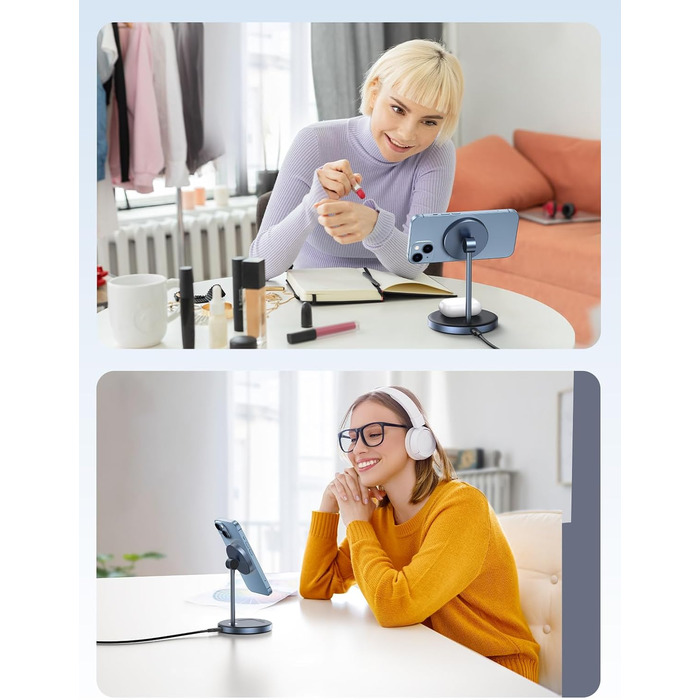 Зарядна станція UGREEN MagFlow 2 в 1 для iPhone сумісна з зарядним пристроєм Magsafe Бездротовий зарядний пристрій для iPhone 16/1