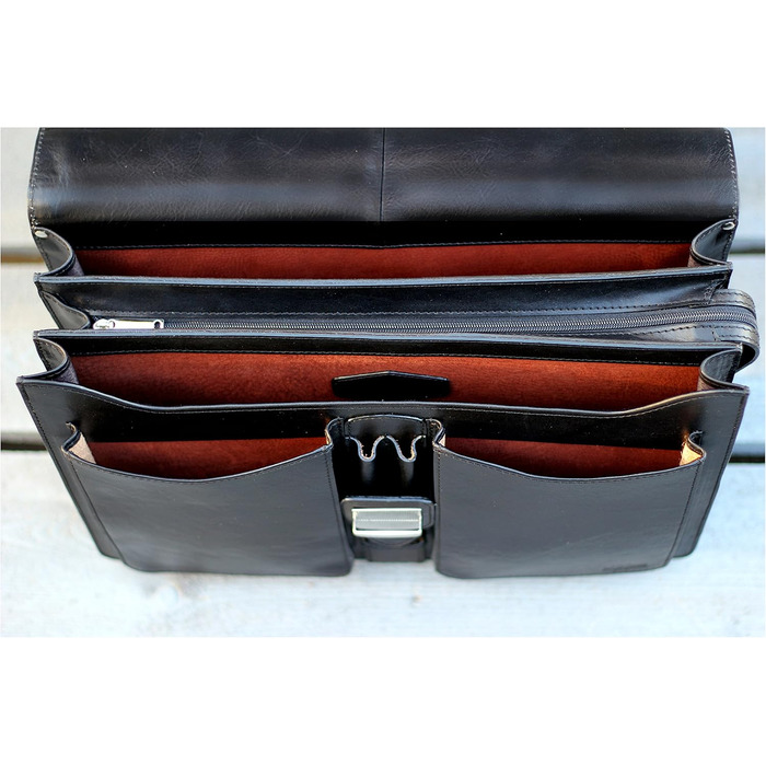 Портфель з натуральної шкіри, ділова сумка, сумка для ноутбука, сумка-месенджер (чорний)