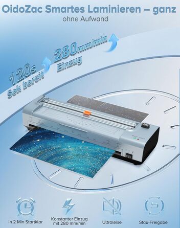 Дюймовий ламінатор A3/A4 з 20 пакетами для ламінування, гарячий та холодний ламінатор, ABS-пластик із захистом від застрягання, 10-в-1 ламінатор з різаком, тримером та закруглювачем кутів для офісу, школи та дому (синій), 13-