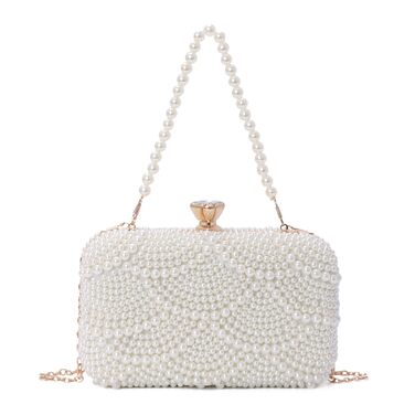 Жіноча перлинна клатч-сумка, вечірня сумочка з перлами для весілля, вечірки, випускного, урочистих подій, бежевий колір