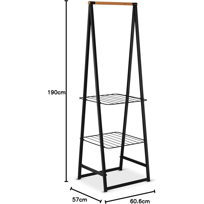 Вішалка для одягу Brabantia Linn, мала, пофарбована сталь, чорна, 1,9 м