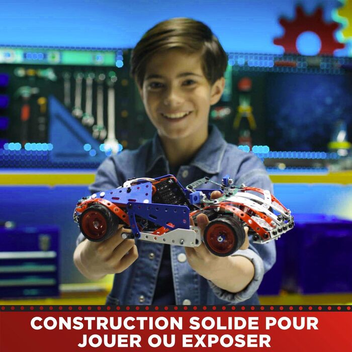 Конструктор BANDAI Meccano Baukoffer 5-в-1 транспорт, роботи, Ейфелева вежа 437 деталей, інструменти та інструкція, ігровий набір для дітей від 10 років, APM20106