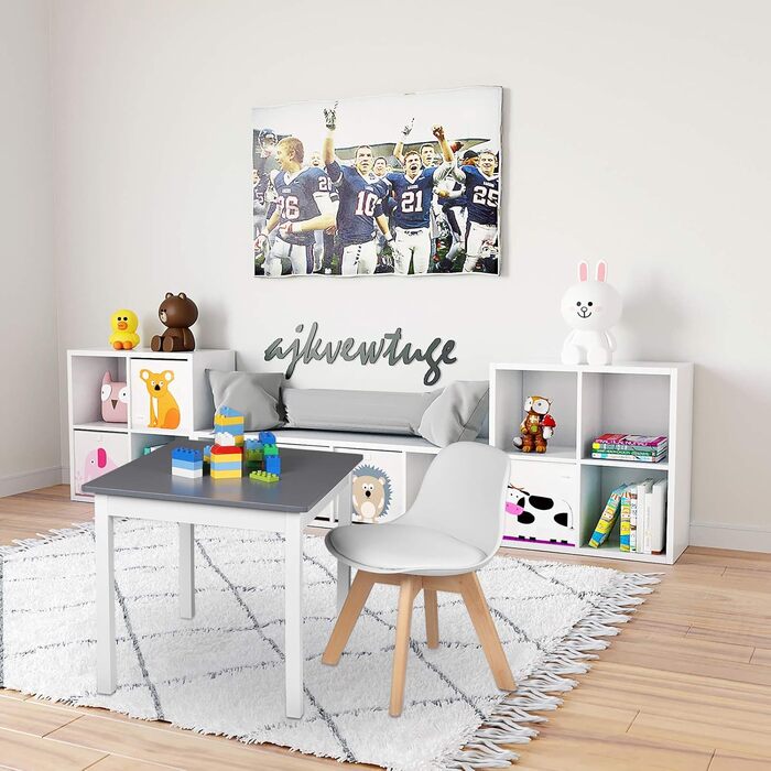 Набір з 2 дитячих стільців на дерев'яних ніжках, стілець для дітей, висота сидіння 33 см, міцні дитячі стільці зі спинкою для дитя