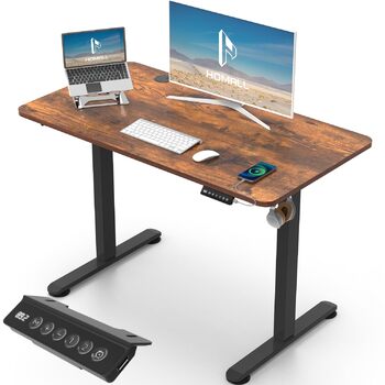 Стіл Homall з регульованою висотою та USB-портом 100x60 см, комп&39ютерний стіл стоячи, ергономічний стіл для домашнього офісу (100x60 см, вінтажний коричневий) 100x60 см коричневий