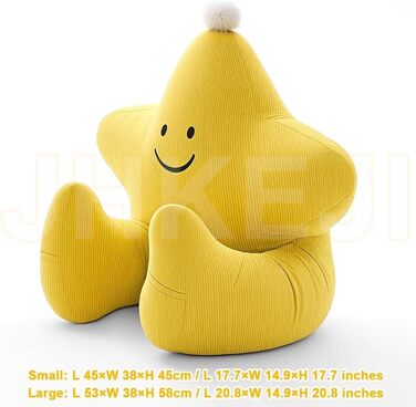 Дитяча подушка для читання на ліжко та диван, жовта вельветова спинна подушка з підлокітниками та кишенями, переносна подушка для ліжка, подушка для підтримки спини зі знімним чохлом, який можна прати, 53x38x58 см, жовтий.