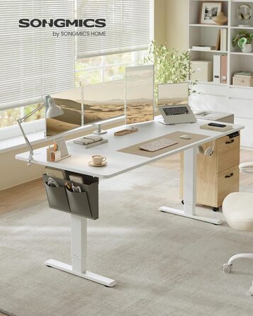 Електричний письмовий стіл SONGMICS з регульованою висотою, 180 x 80 см, безступінчасте регулювання, функція пам&39яті з 4 рівнями висоти, колір хмарно-білий LSD138W01 180 x 80 см