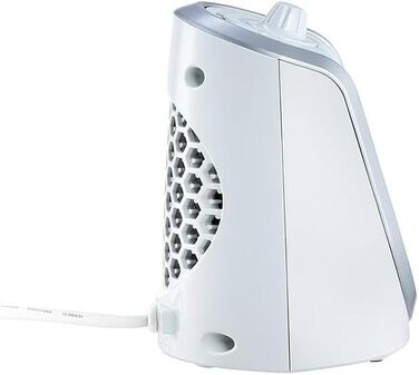 Керамічний вентилятор-обігрівач EWT DDF 250 Вт, компактний настільний пристрій з USB-портом та термостатом, функцією заряджання смартфона, обігрівач зі світлодіодним підсвічуванням, плавне регулювання потужності, 250 Вт, білий