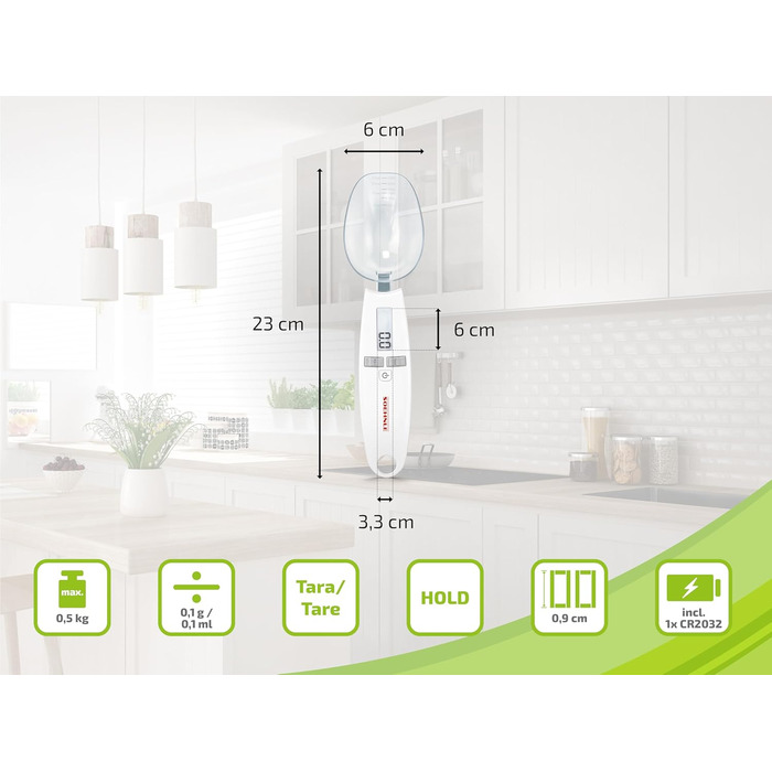 Цифрові кухонні ваги Soehnle Cooking Star з ціною поділки 0,1 г та місткістю 500 г, ложкові ваги для найменших кількостей, дрібні