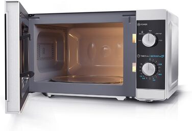 Мікрохвильова піч SHARP MS01ES (мікрохвильова піч 800 Вт, 5 рівнів потужності, функція розморожування, розміри 440x258x344см), сріблястий