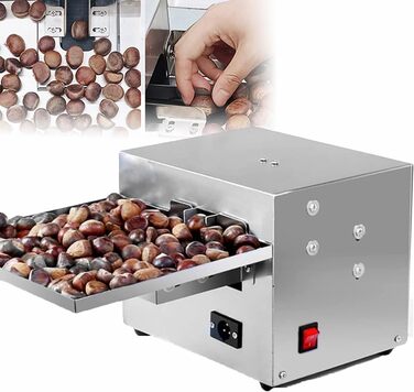 Комерційний різак з нержавіючої сталі потужністю 60 Вт, автоматична машина для різання каштанів, комерційна машина для подрібнення каштанів з 15-25 кг / год, для багатьох розмірів каштана
