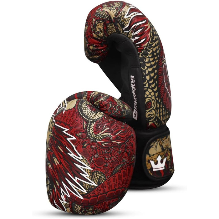 Боксерські рукавички BUDDHA FIGHT WEAR Dragon, призначені для тренувань та спарингів з муай-тай, кікбоксингу та фітнесу - чоловічі та жіночі - різні кольори - 300 г, 300 г, 350 г, 350 г, 360 г червоні, 350 г