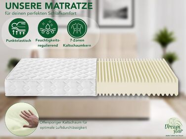 Ергономічний 7-зонний матрац з холодної піни Oeko-Tex H2 та H3 Гіпоалергенний та антибактеріальний Висота 22 см 120 x 200 см 120 x 200 см H2 та H3, 120x200