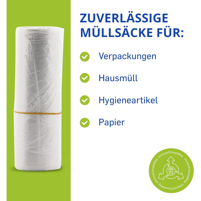 Рулонів у картонній коробці, кожен містить 50 мішків для сміття (2000 штук), 20 літрів, надзвичайно міцні та стабільні, 450x540 мм, товщина 8 мкм, прозорі, 50 шт. (упаковка по 40 шт. ), 40