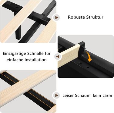 Ліжко FEONASE 140x200 з місцем для зберігання, М&39яке ліжко 140x200 см зі світлодіодним освітленням та зарядною станцією, Каркас ліжка з гідравлічним та велюровим узголів&39ям, місцем для зберігання, рейкова основа, Матрац не входить до комплекту, Темно-