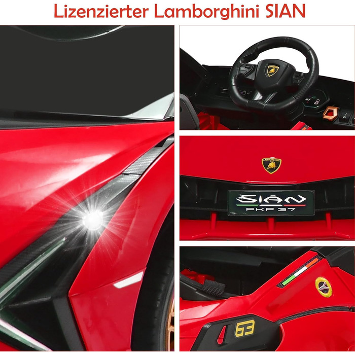 Дитячий електромобіль COSTWAY 12V Lamborghini з пультом дистанційного керування 2.4G, дитячий автомобіль 3-5 км/год з MP3, радіо,