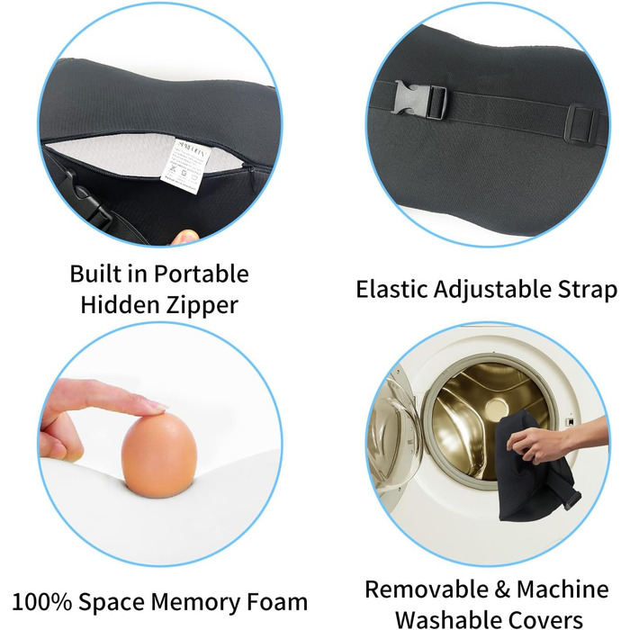 Подушка для підголівника автомобіля, зручна подушка для підголівника для автомобілів, 100 піна з ефектом пам&39яті, подушка для шиї автомобіля для керування автомобілем, універсальна посадка, дорожня подушка для знеболення під час керування автомобілем, 2