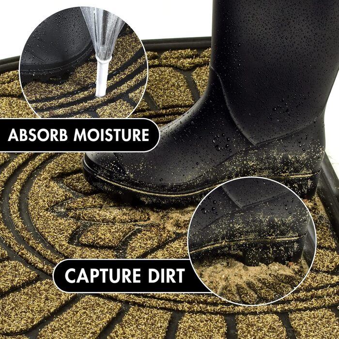 Килимок Mibao 45 x 75 см, нековзний вхідний килимок, міцний килимок, брудозатримуючий килимок з гумовим покриттям для зовнішнього використання, коричневий, 45 x 75 см (прямокутний)