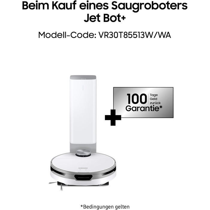 Робот-пилосос Samsung Jet Bot VR30T85513W/WA, потужність всмоктування 5 Вт, 0,3 , станція очищення, датчик LIDAR, інтелектуальне к