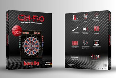Електронна мішень для гри в дартс Karella CB-50 з 27 іграми та 159 варіаціями ігор, точні турнірні розміри, 2-лункова конструкція, професійний пристрій