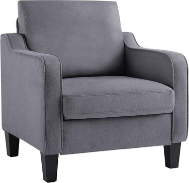 Крісло для вітальні, сучасне крісло з відкидною спинкою, підлокітниками та товстою подушкою, м&39який лляний одномісний диван для невеликих приміщень, зручне крісло для спальні, темно-сірий, комплект з