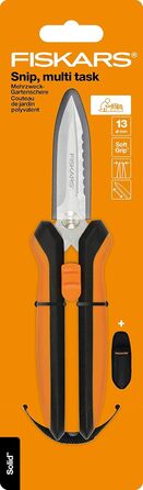 Садові ножиці Fiskars універсальні, довжина 20,6 см, леза з нержавіючої сталі/пластикові ручки, чорні/помаранчеві, суцільні, SP-320, 1063328
