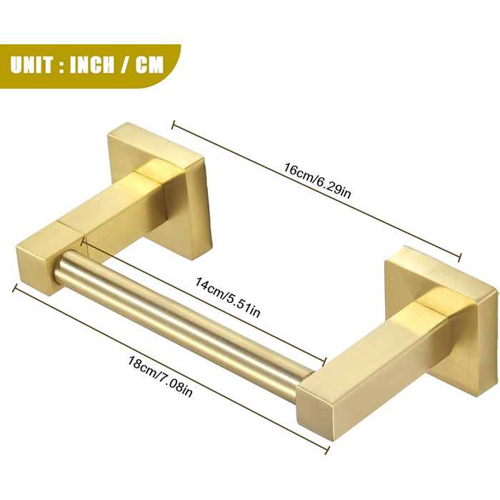 Тримач для туалетного рушника, настінний, матоване золото, подвійна стійка, поворотний, квадратний, алюмінієвий тримач для туалетного рушника для ванних кімнат, золото