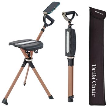 Стілець Ta-Da серії 2 PRO MAX - Тростина з сидінням, легка алюмінієва рама та міцний складний стілець (до 182 кг), складна конструкція, ідеально підходить для походів та активного відпочинку, регульована висота