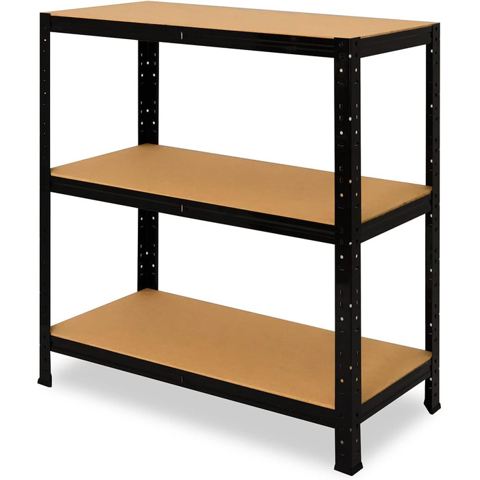 Чорний надміцний стелаж/Металевий стелаж, 3 полиці, вантажопідйомність 175 кг кожна/Полиця для зберігання, полиця для підвалу, полиця для дому/Металева полиця, стояча, В 90см / Ш 90см / Г 40см, 90x90x40