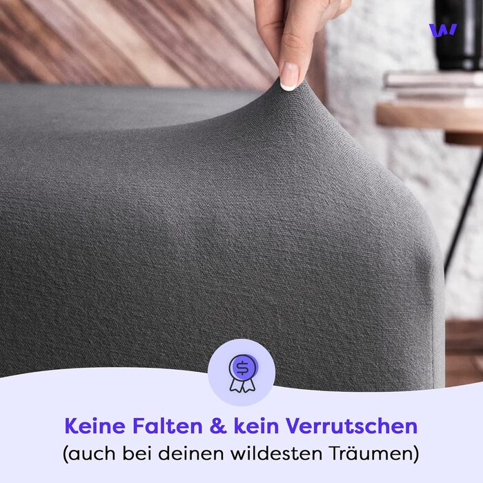 Простирадло Wolkenfeld на резинці 200x220 см 220x240 см Преміум джерсі бавовна з 5 лайкри Простирадло без складок для високих матраців до 40 см Дихаюче та сертифіковане Oeko-TEX Антрацит Антрацит 200x220-220x240