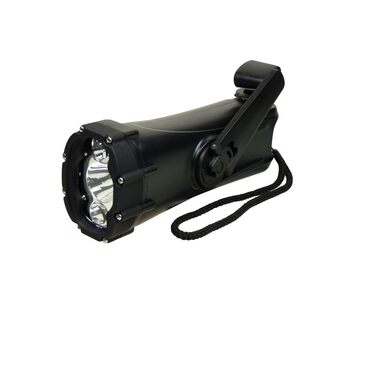 Ліхтарик POWERplus Shark з динамо-шатунною головкою / USB-акумуляторний світлодіодний ліхтарик / аварійний зарядний пристрій чорного кольору