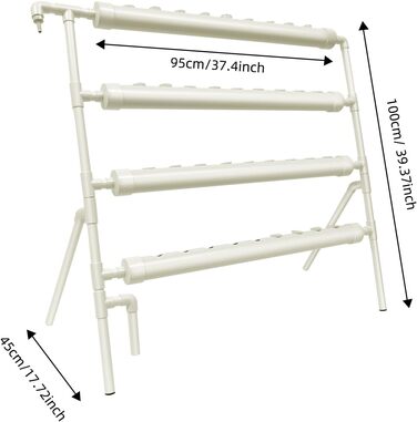Яруси, 36 отворів, плантатор із труб ПВХ, з водяним насосом, система гідропонного вирощування, білий, 4