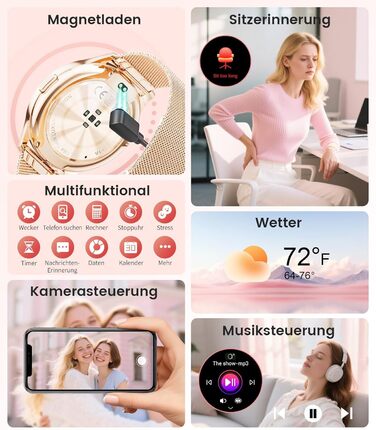 Жіночий смарт-годинник LIGE (2 ремінці), 1,43-дюймовий HD AMOLED-дисплей, смарт-годинник з функцією телефону, фітнес-годинник, спортивний годинник з понад 120 спортивними режимами, відстеження сну, відстеження менструального циклу, годинник для iOS/Androi