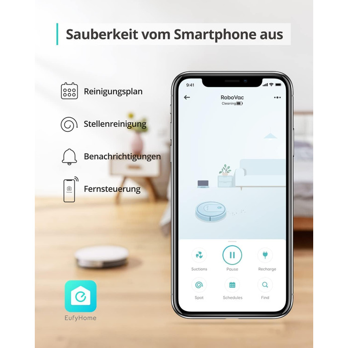 Робот-пилосос eufy з функцією прибирання, RoboVac G10 Hybrid, Smart Dynamic Navigation, 2-в-1 пилосос і робот-пилосос, потужність всмоктування 2000 Па, самозарядка (білий) (відремонтований), підлоги