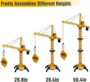 Міні-кран Tudou 128 см висотою 2,4 Гц з дистанційним керуванням, 6 каналів радіоуправління, будівельний кран RC іграшка з обертанням на 680 градусів, модель підйомника зі світлом і звуками для дітей для хлопчика