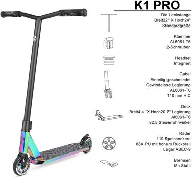 Трюковий самокат Самокат для 7 років і старше - Діти, підлітки та дорослі, Трюковий самокат з легкосплавними дисками 110 мм Самока
