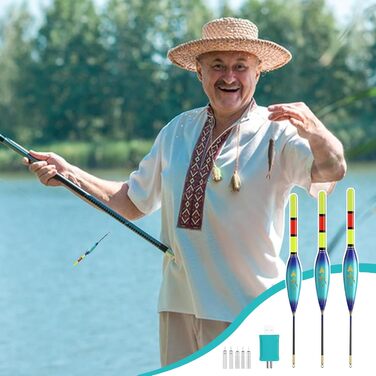 Рибальські поплавці, Набір з 3 світлодіодних рибальських поплавців, Риболовля на поплавці, Рибальські поплавці, Рибальські аксесуари, Риболовля на поплавці з датчиком сили тяжіння, Набір рибальських поплавців, Риболовля на озерах, річках або ставках