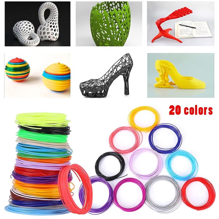 Кольорів 3D Pen Filament Pen Filament Pen 1,75 мм PCL для 3D-принтера Printing Pen Низькотемпературна ручка, 20