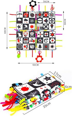 Дитячий ігровий килимок, килимок для повзання, дитячий ігровий килимок, чорна біла книга для дитини, дитячий ігровий килимок для малюків Килимок для повзання для малюків для хлопчиків і дівчаток