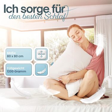 Камерна пухова подушка 80x80 Пухова подушка 80x80 см - Пухова подушка, пухова подушка 80x80 Підходить для алергіків Дихаюча Подушка, 90 пух, 10 пір&39я () 80x80 см, 3-